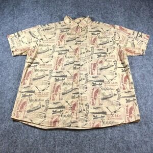 Woolrich Shirt Men's XL‎ Niagara Falls Duck Lake Campgrounds Outdoors Fishing